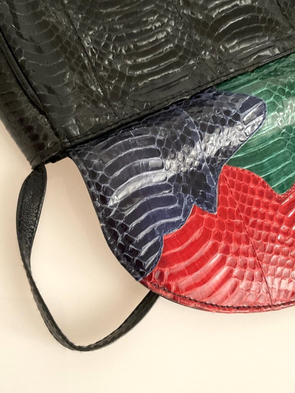 VINTAGE J. RENEE PATCHWORK SNAKESKIN CLUTCH CROSSBODY PURSE BAG - Picture 11 of 12